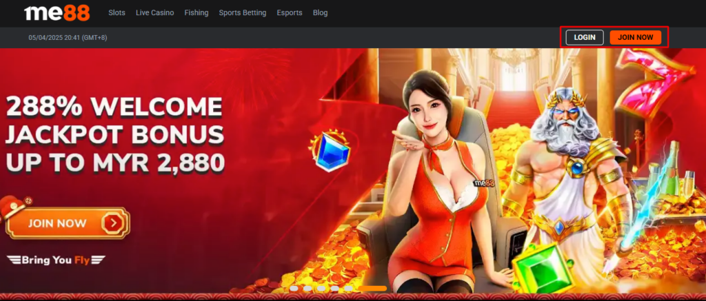 The official me88 online casino website.